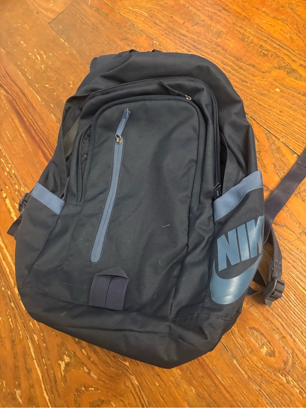 Nike Black Backpack with Blue Logo and Accents